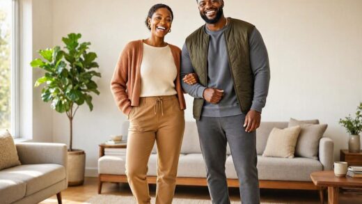 Couple wearing comfortable clothes